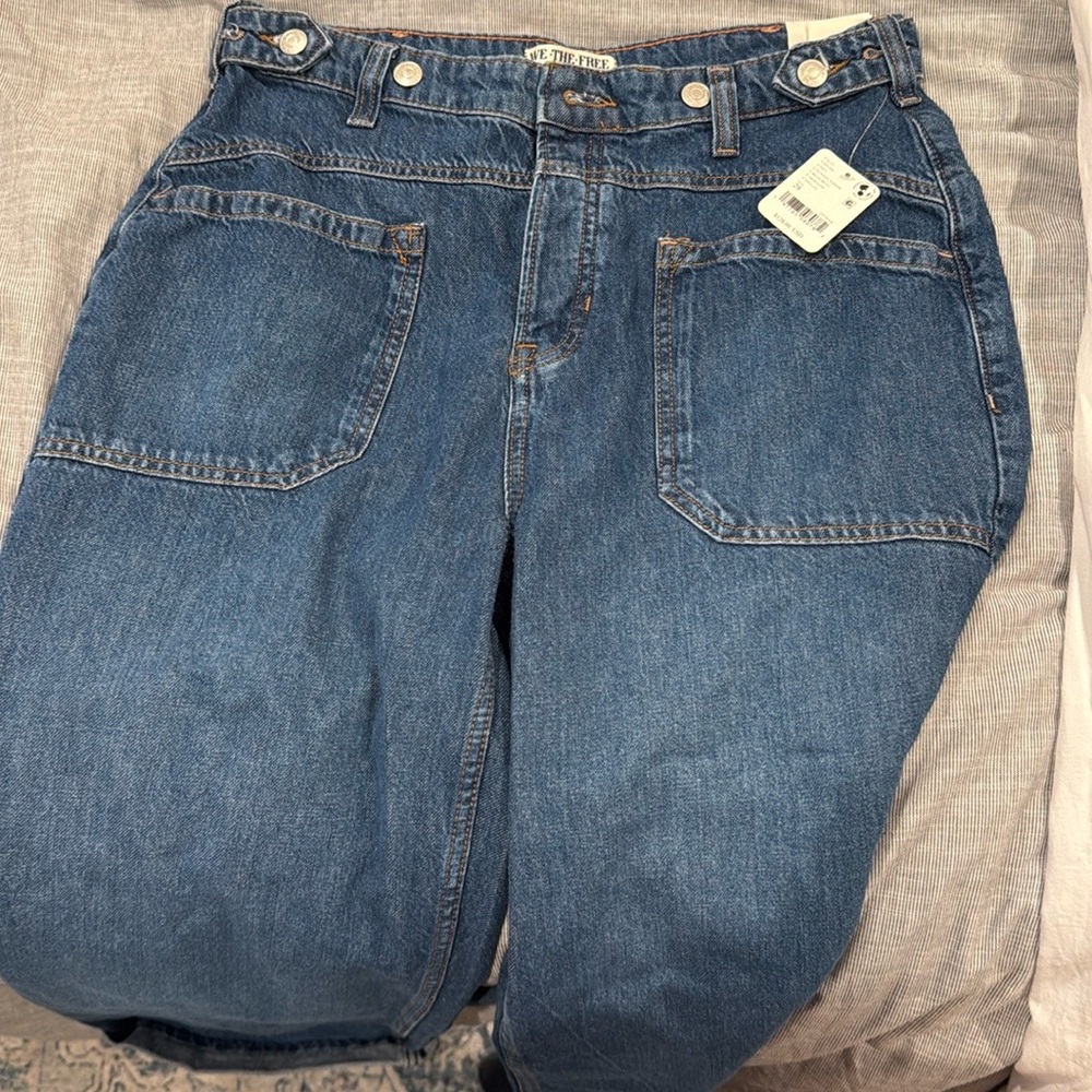 FREE PEOPLE NWT We The Free Palmer Cuffed Jeans- color tunnel vision - Picture 4 of 5